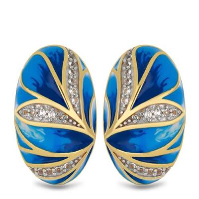 STERLING SILVER AFRICAN WHITE TOPAZ ENAMEL EARRINGS – BULK SUPPLIER JEWELPIN